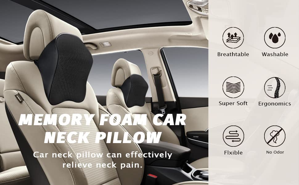 Memory Foam Car Neck Rest Pillow – Ergonomic Headrest Cushion for Neck Support | LzzyRide