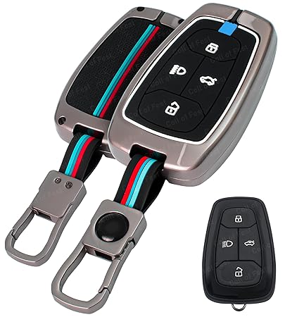 LzzyRide Premium Metal Key Cover Compatible with Tata Harrier Facelift Smart Key | 360° Full Protection | Zinc Alloy Luxury Key Case