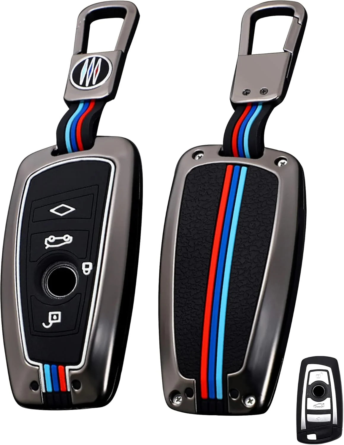LzzyRide Premium Metal Key Cover Compatible with BMW 5 Series LWB Smart Key | 360° Full Protection | Zinc Alloy Luxury Key Case