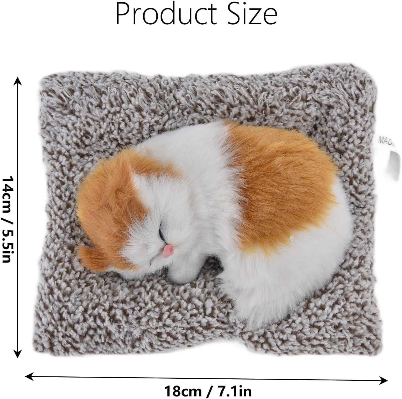 LzzyRide Sleeping Breathing Cat Toy – Realistic Plush Cat for Car Dashboard, Desk & Kids