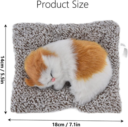 LzzyRide Sleeping Breathing Cat Toy – Realistic Plush Cat for Car Dashboard, Desk & Kids