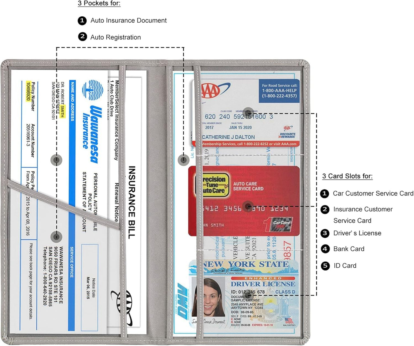 LzzyRide Car Registration & Insurance Card Holder – Vehicle Document Organizer with Magnetic Buckle