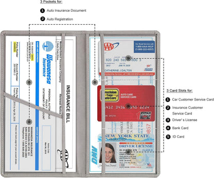 LzzyRide Car Registration & Insurance Card Holder – Vehicle Document Organizer with Magnetic Buckle