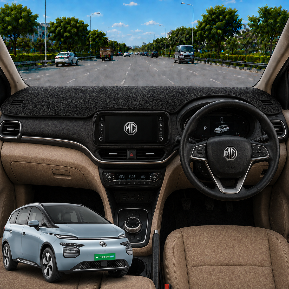 Lzzyride Car Dashboard Cover Mat For MG Windsor EV 2024 To 2026
