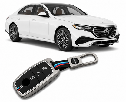 LzzyRide Premium Metal Key Cover Compatible with Mercedes -Benz E-Class LWB Smart Key | 360° Full Protection | Zinc Alloy Luxury Key Case