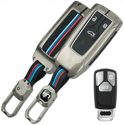 LzzyRide Premium Metal Key Cover Compatible with Audi A5 Smart Key | 360° Full Protection | Zinc Alloy Luxury Key Case