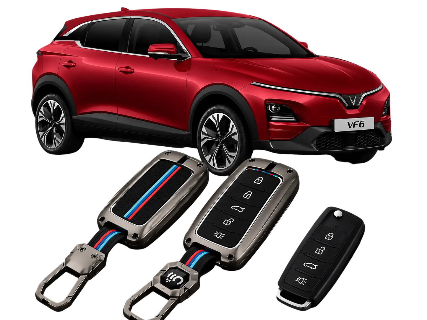 LzzyRide Premium Metal Key Cover Compatible with VinFast VF6 Smart Key | 360° Full Protection | Zinc Alloy Luxury Key Case