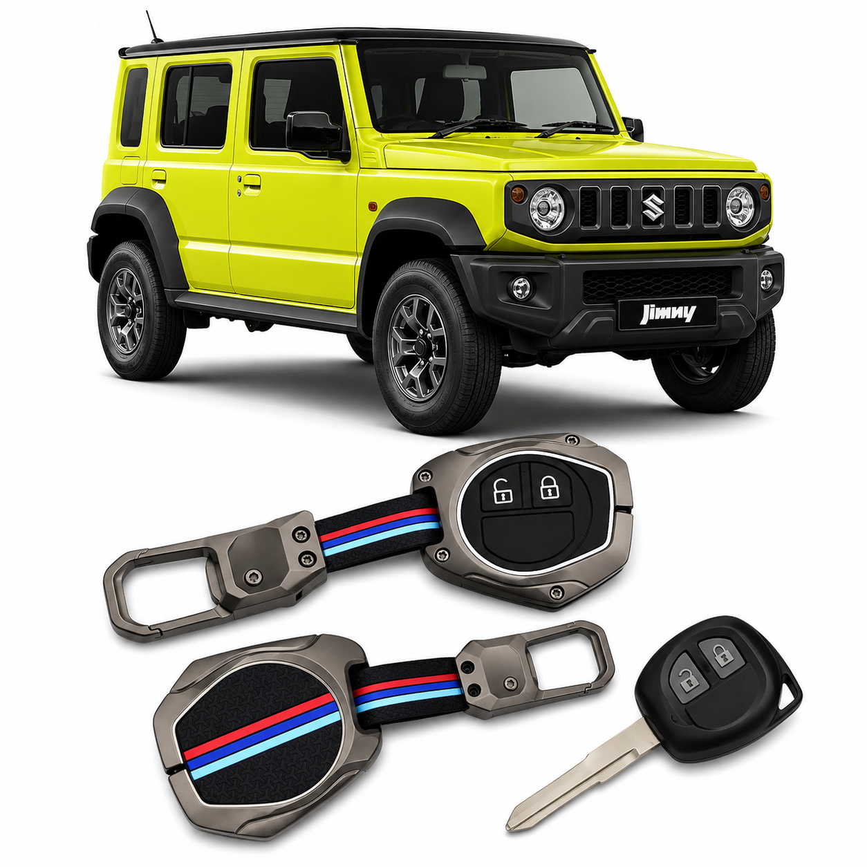 LzzyRide Premium Metal Key Cover Compatible with Maruti Suzuki Jimny Smart Key | 360° Full Protection | Zinc Alloy Luxury Key Case