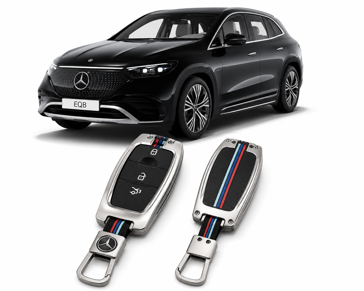 LzzyRide Premium Metal Key Cover Compatible with Mercedes-Benz EQE SUV Smart Key | 360° Full Protection | Zinc Alloy Luxury Key Case
