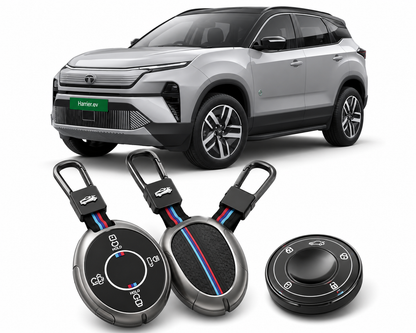 LzzyRide Premium Metal Key Cover Compatible with Tata Harrier EV Smart Key | 360° Full Protection | Zinc Alloy Luxury Key Case