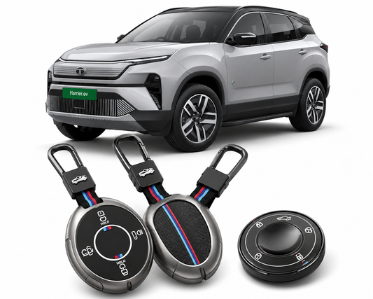 LzzyRide Premium Metal Key Cover Compatible with Tata Harrier EV Smart Key | 360° Full Protection | Zinc Alloy Luxury Key Case