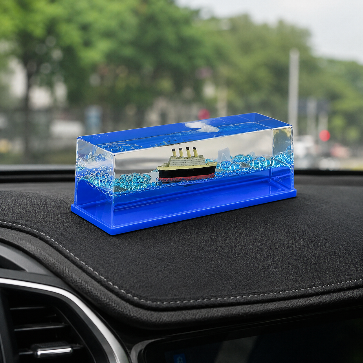 Lzzyride Titanic Wave Cruise Ship Liquid Wave Car Dashboard Decoration | Ocean Style Interior Accessory
