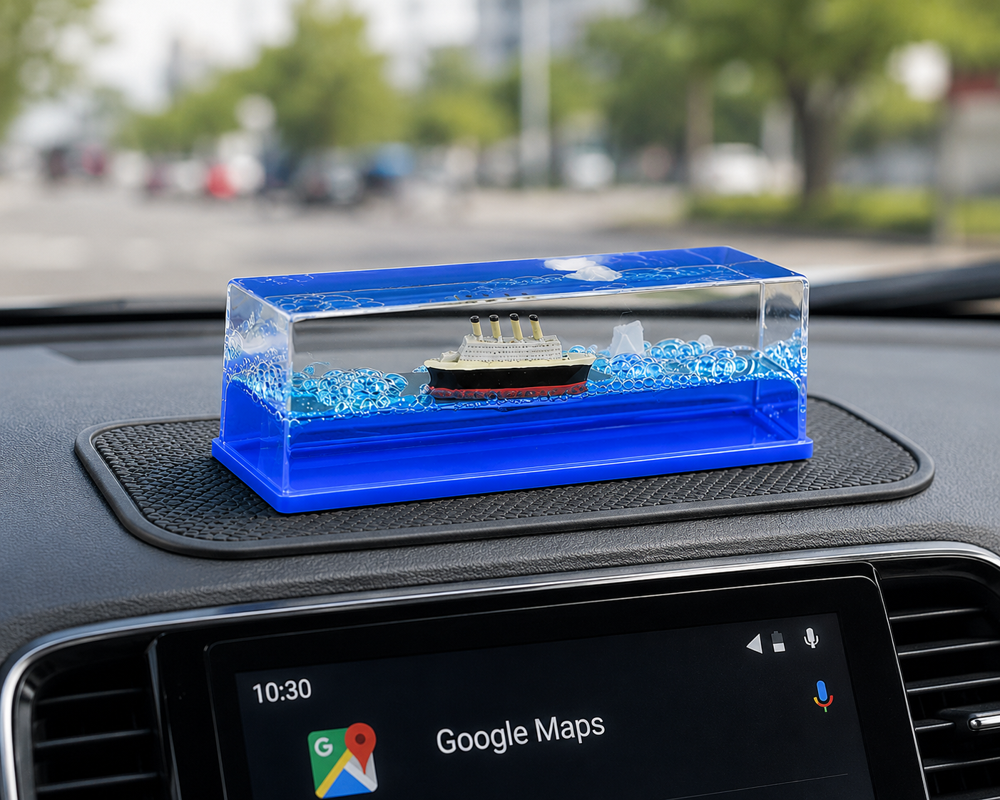 Lzzyride Titanic Wave Cruise Ship Liquid Wave Car Dashboard Decoration | Ocean Style Interior Accessory