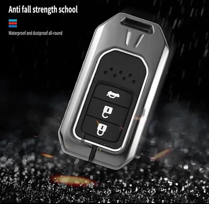 LZZYRIDE Metal Silicon Key Cover for Honda 3 Button Smart Key