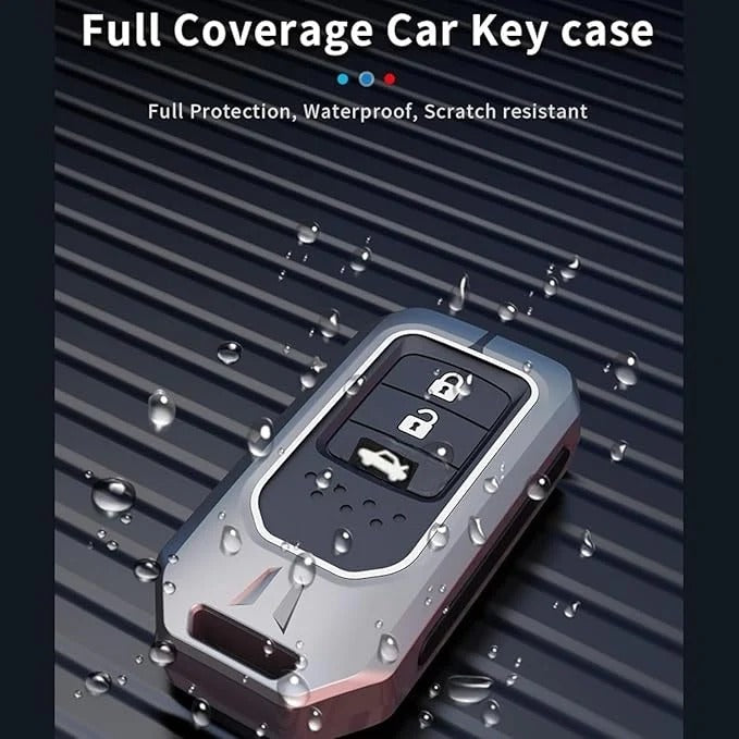LZZYRIDE Metal Silicon Key Cover for Honda 3 Button Smart Key