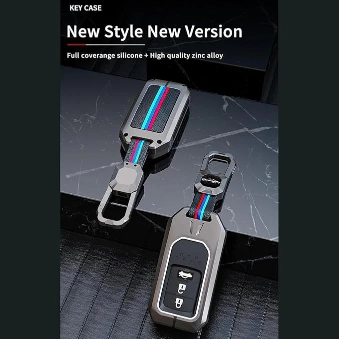 LZZYRIDE Metal Silicon Key Cover for Honda 3 Button Smart Key