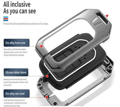 LZZYRIDE Metal Silicon Key Cover for Honda 3 Button Smart Key
