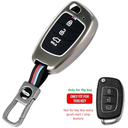 LZZYRIDE Metal Silicon Car Key Cover for Hyundai 3 Button Flip Key