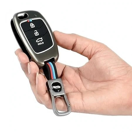 LZZYRIDE Metal Silicon Car Key Cover for Hyundai 3 Button Flip Key