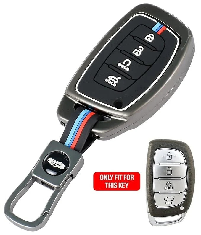 LZZYRIDE Metal Silicon Key Cover for Hyundai 4 Button Smart Key