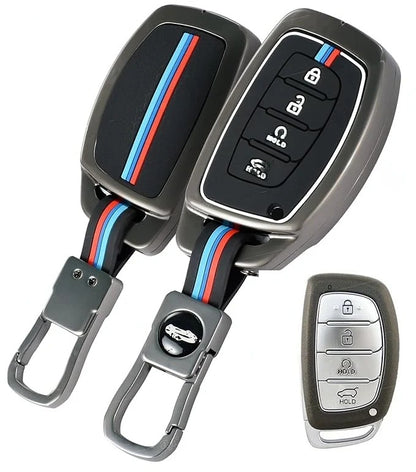 LZZYRIDE Metal Silicon Key Cover for Hyundai 4 Button Smart Key