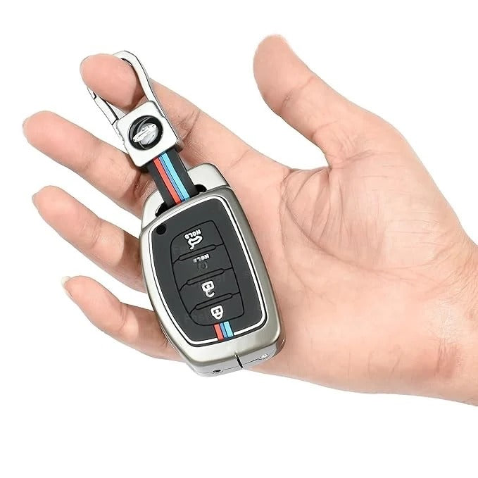 LZZYRIDE Metal Silicon Key Cover for Hyundai 4 Button Smart Key