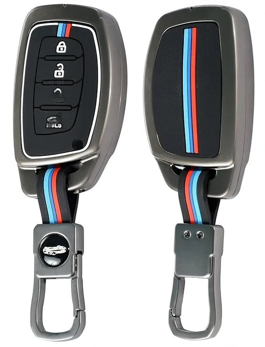 LZZYRIDE Metal Silicon Key Cover for Hyundai 4 Button Smart Key