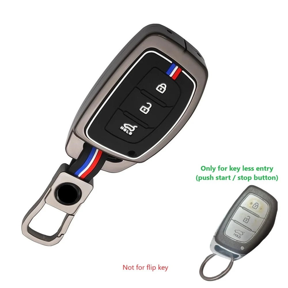 LZZYRIDE Metal Silicon Key Cover for Hyundai 3 Button Smart Key