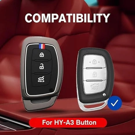LZZYRIDE Metal Silicon Key Cover for Hyundai 3 Button Smart Key