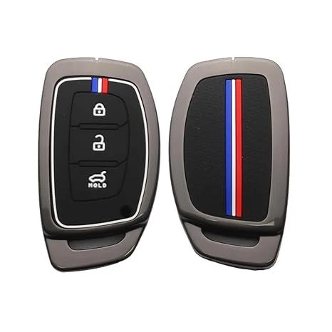 LZZYRIDE Metal Silicon Key Cover for Hyundai 3 Button Smart Key