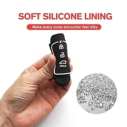 LZZYRIDE Metal Silicon Key Cover for Hyundai 3 Button Smart Key