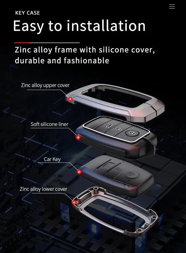 LZZYRIDE Metal Silicon Key Cover for Kia 4 Button Smart Key