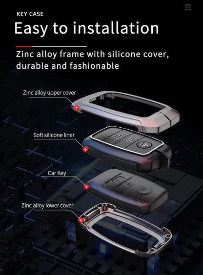 LZZYRIDE Metal Silicon Key Cover for Kia 4 Button Smart Key