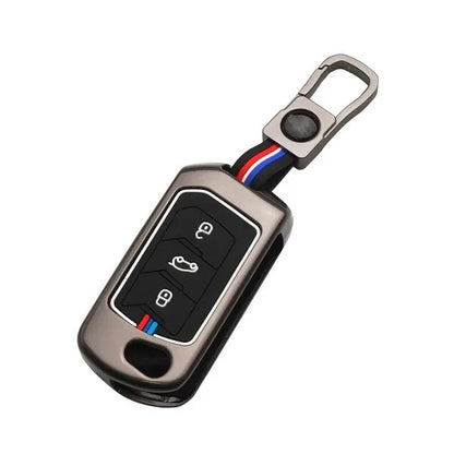 LZZYRIDE Metal Silicon Car Key Cover for Mahindra 3 Button Flip Key