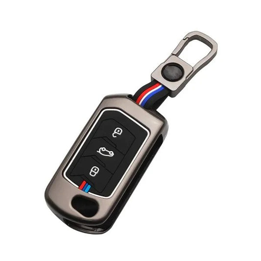 LZZYRIDE Metal Silicon Car Key Cover for Mahindra 3 Button Flip Key