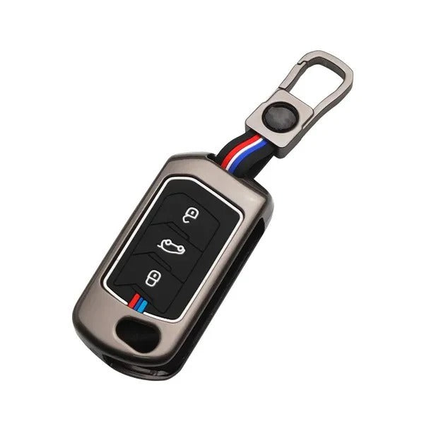 LZZYRIDE Metal Silicon Car Key Cover for Mahindra 3 Button Flip Key