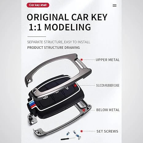 LZZYRIDE Metal Silicon Car Key Cover for Mahindra 3 Button Flip Key
