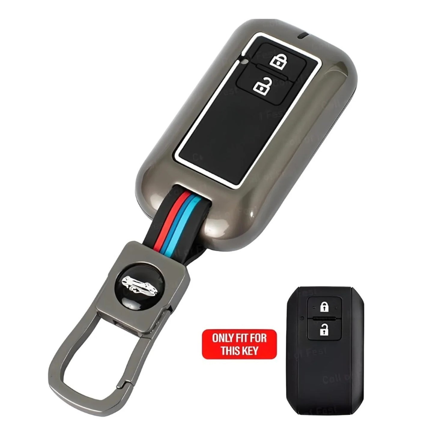 LZZYRIDE Metal Silicon Car Key Cover for Maruti Suzuki 2 Button Flip Key