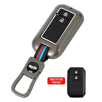 LZZYRIDE Metal Silicon Car Key Cover for Maruti Suzuki 2 Button Flip Key