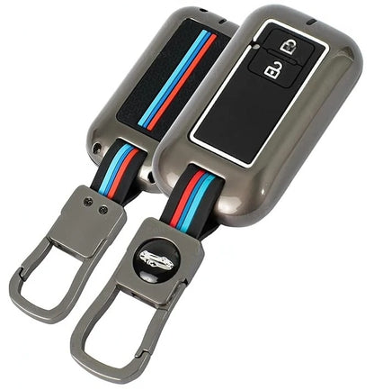 LZZYRIDE Metal Silicon Car Key Cover for Maruti Suzuki 2 Button Flip Key