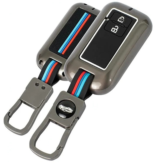 LZZYRIDE Metal Silicon Car Key Cover for Maruti Suzuki 2 Button Flip Key