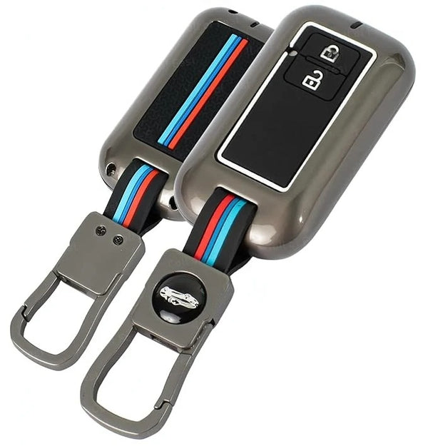 LZZYRIDE Metal Silicon Car Key Cover for Maruti Suzuki 2 Button Flip Key