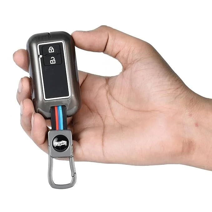 LZZYRIDE Metal Silicon Car Key Cover for Maruti Suzuki 2 Button Flip Key