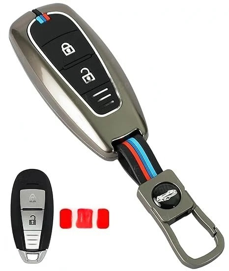 LZZYRIDE Metal Silicon Key Cover for Maruti Suzuki 2 Button Smart Key