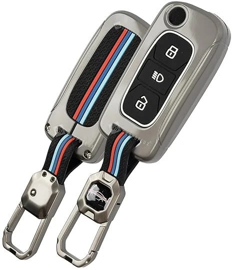 LZZYRIDE Metal Silicon Key Cover for Tata 3 Button Flip Key