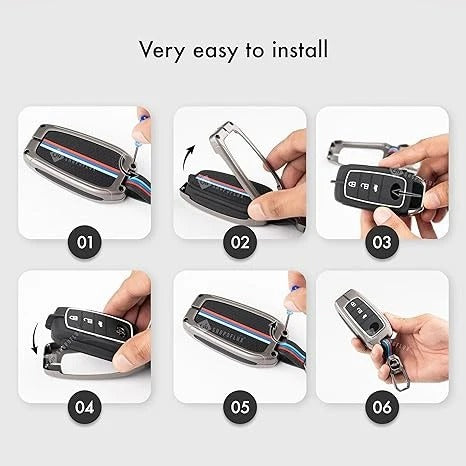 LZZYRIDE Metal Silicon Key Cover for Tata 3 Button Flip Key