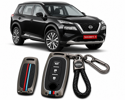LzzyRide Premium Metal Key Cover Compatible with Nissan X-Trail  Smart Key | 360° Full Protection | Zinc Alloy Luxury Key Case