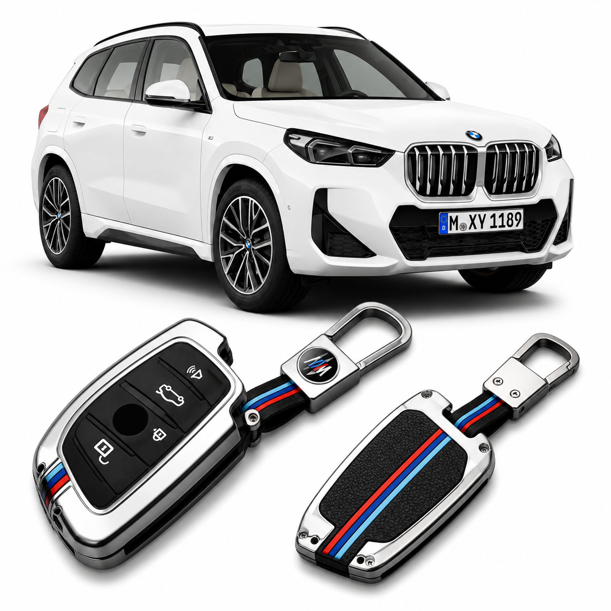 LzzyRide Premium Metal Key Cover Compatible with BMW X1 Smart Key | 360° Full Protection | Zinc Alloy Luxury Key Case