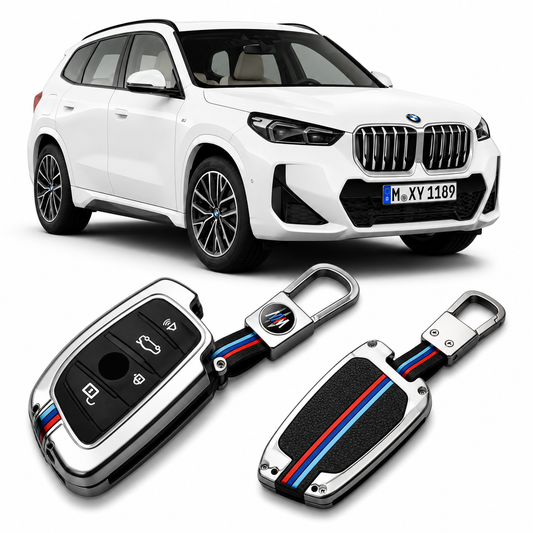 LzzyRide Premium Metal Key Cover Compatible with BMW X1 Smart Key | 360° Full Protection | Zinc Alloy Luxury Key Case