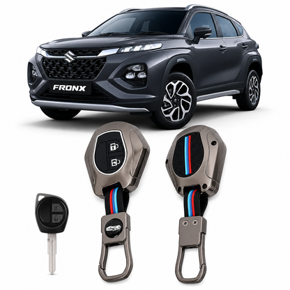 LzzyRide Premium Metal Key Cover Compatible with Maruti Suzuki Fronx Smart Key | 360° Full Protection | Zinc Alloy Luxury Key Case